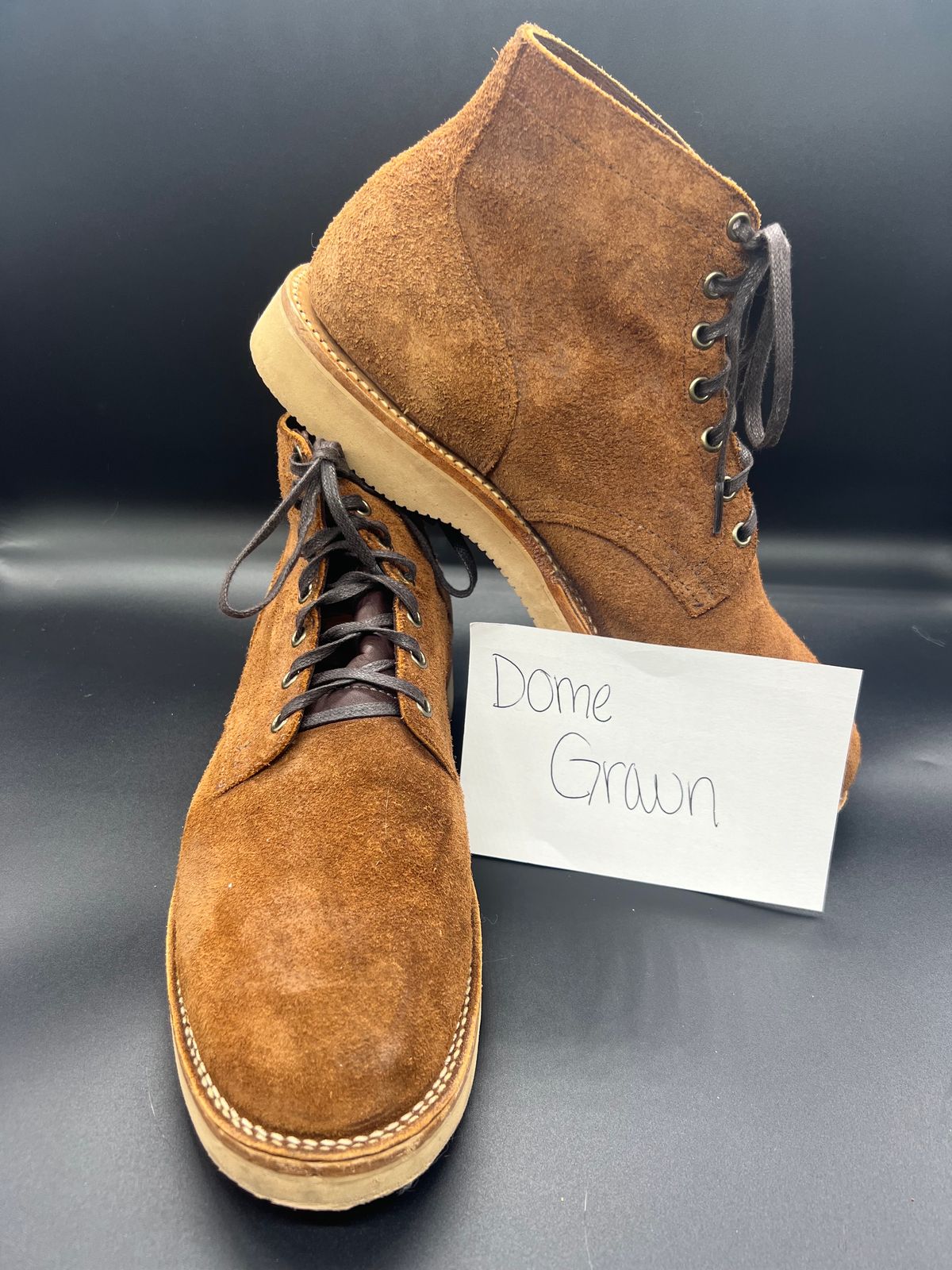 Photo by Thebootbum on November 6, 2023 of the Viberg Service Boot in Seidel Aged Bark Roughout.