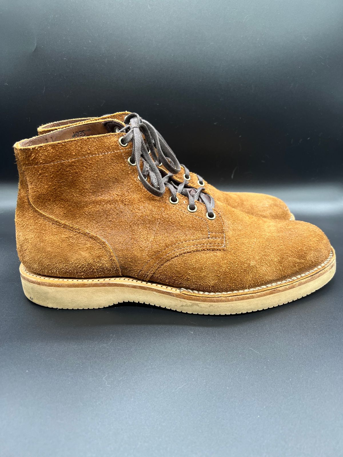 Photo by Thebootbum on January 6, 2024 of the Viberg Service Boot in Seidel Aged Bark Roughout.