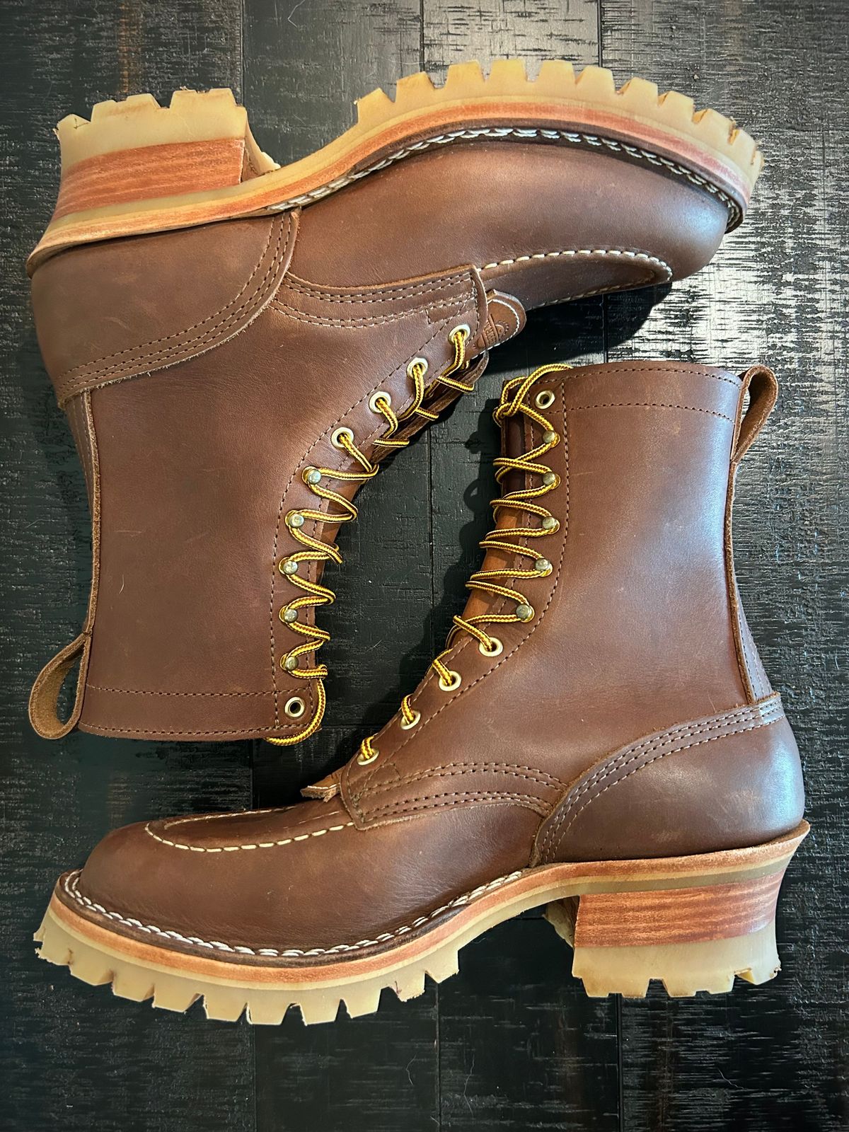 Photo by Lumberman on October 1, 2023 of the Nicks Moc Toe in Seidel 1964 Brown.