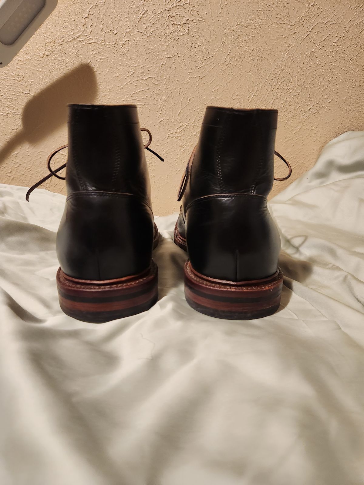 Photo by bluebinturong on December 5, 2023 of the Grant Stone Ottawa Boot in Horween Black Chromexcel.