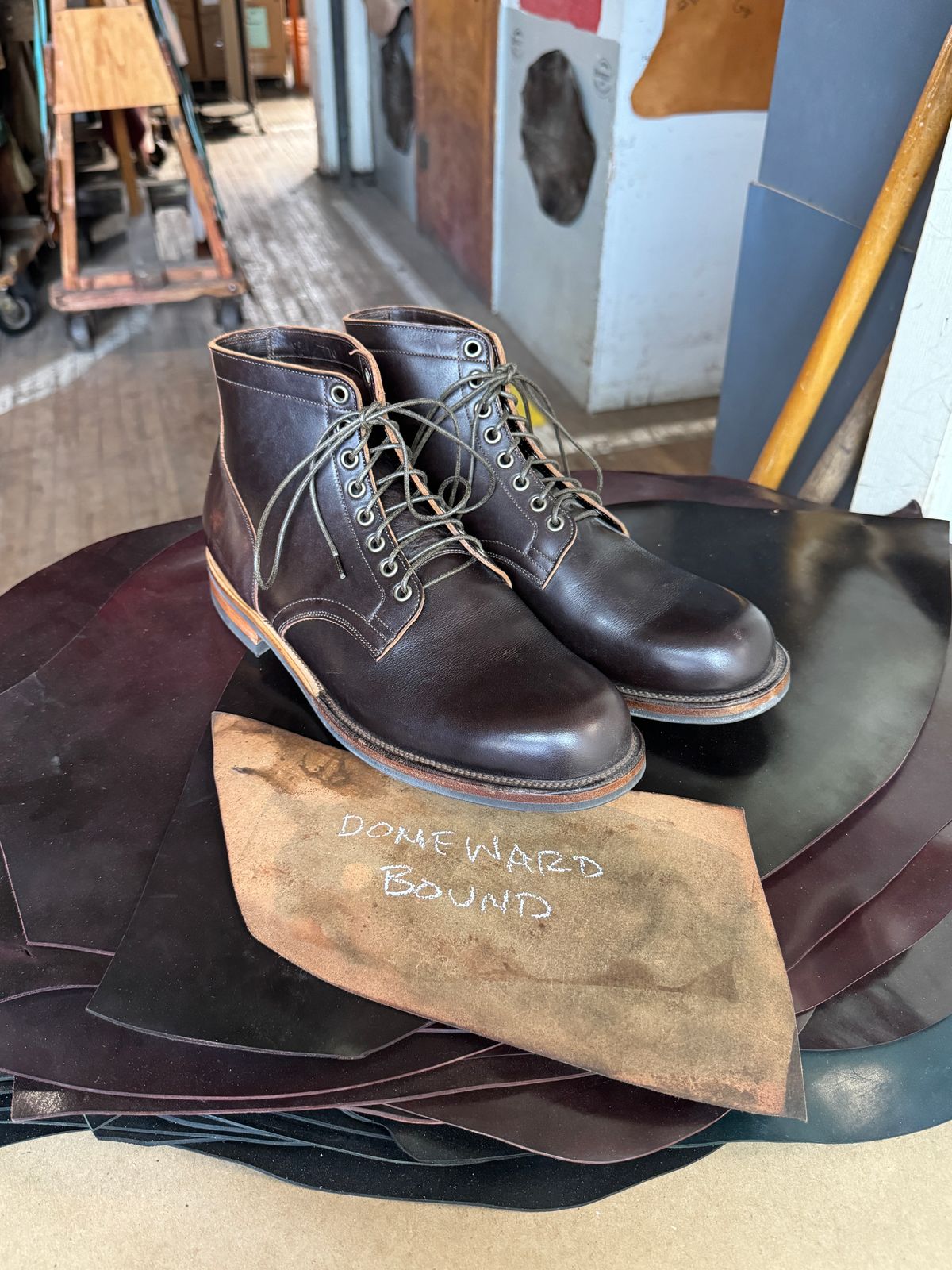 Photo by cordoman on October 4, 2023 of the Viberg Service Boot in Horween Brown Wooly.