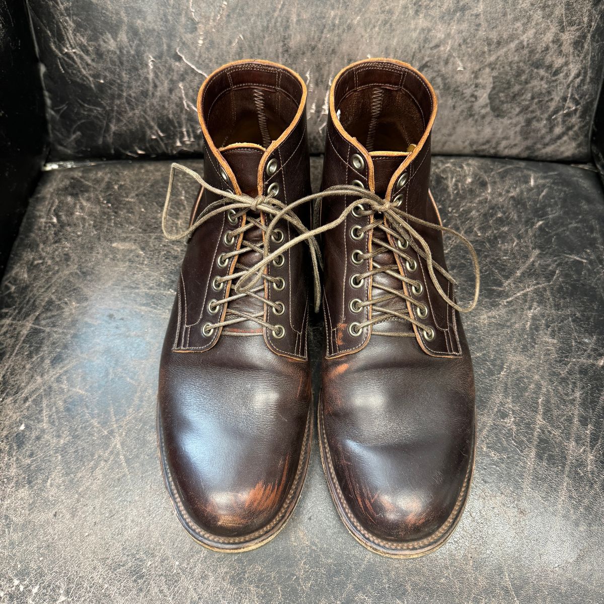 Photo by cordoman on January 5, 2024 of the Viberg Service Boot in Horween Brown Wooly.