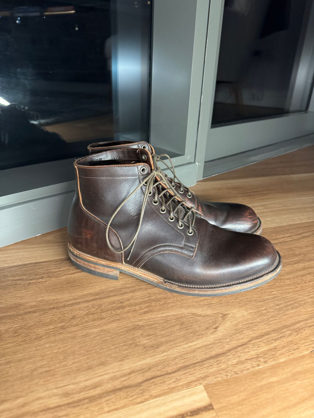 Photo by cordoman on March 6, 2024 of the Viberg Service Boot in Horween Brown Wooly.