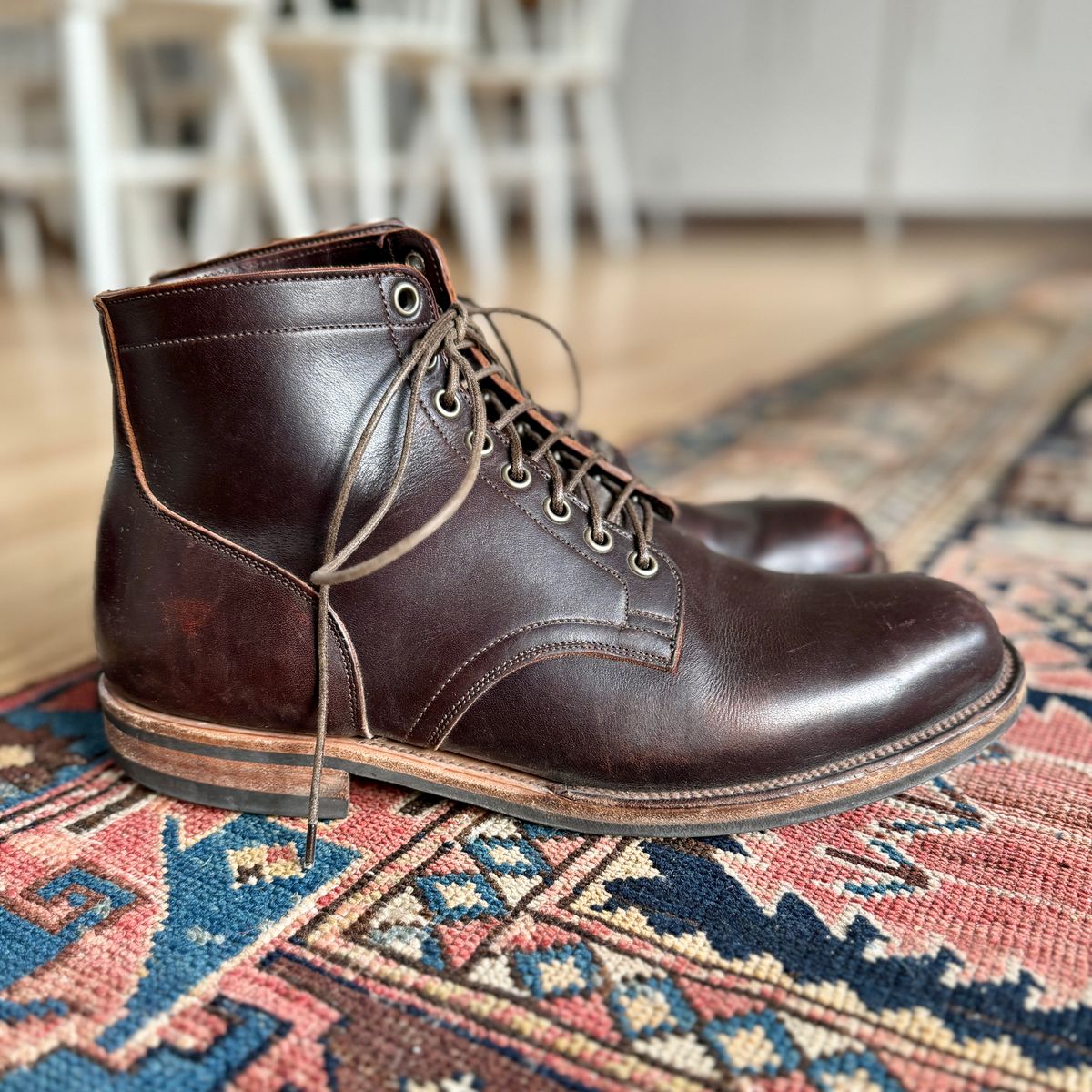 Photo by cordoman on April 5, 2024 of the Viberg Service Boot in Horween Brown Wooly.