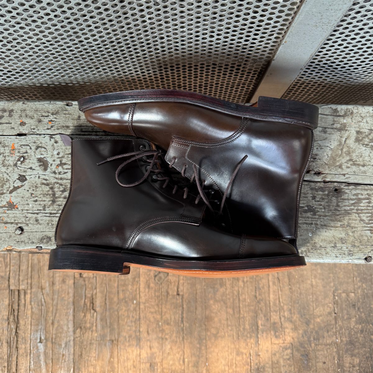 Photo by cordoman on October 15, 2024 of the Crockett & Jones Harlech in Horween Dark Cognac Shell Cordovan.