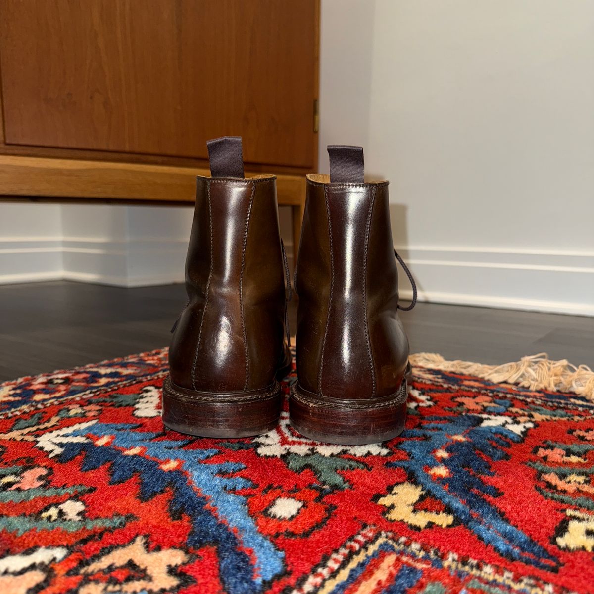 Photo by cordoman on November 6, 2024 of the Crockett & Jones Harlech in Horween Dark Cognac Shell Cordovan.