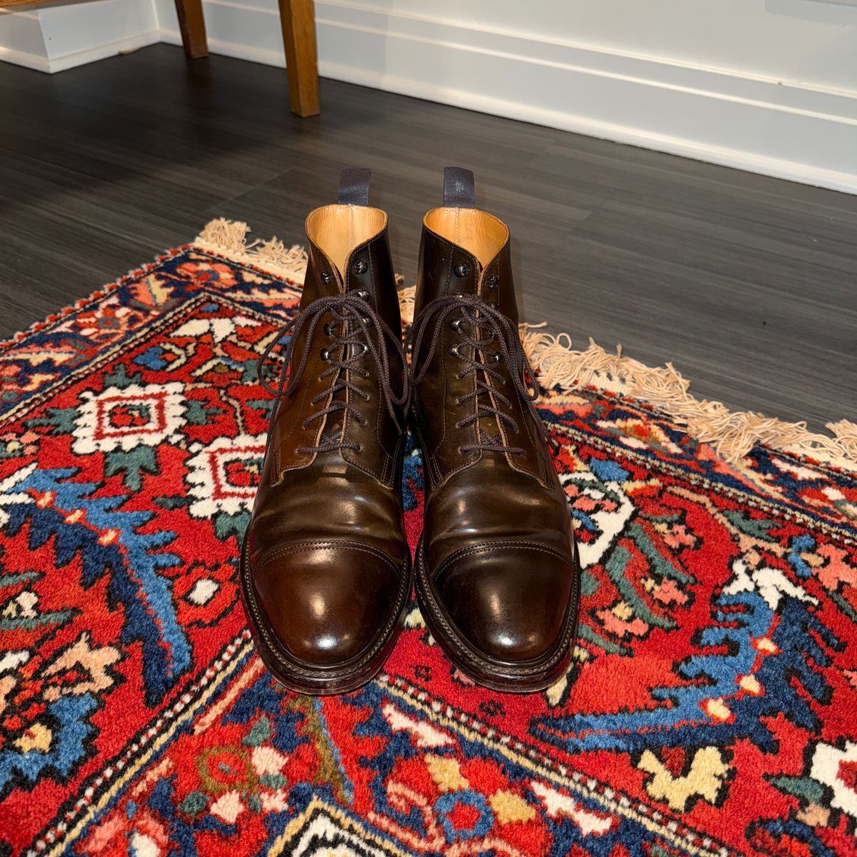 Photo by cordoman on November 6, 2024 of the Crockett & Jones Harlech in Horween Dark Cognac Shell Cordovan.