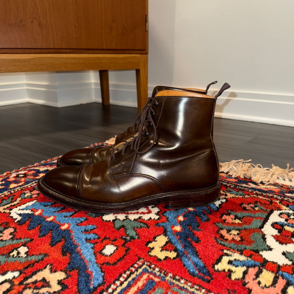 Photo by cordoman on November 6, 2024 of the Crockett & Jones Harlech in Horween Dark Cognac Shell Cordovan.