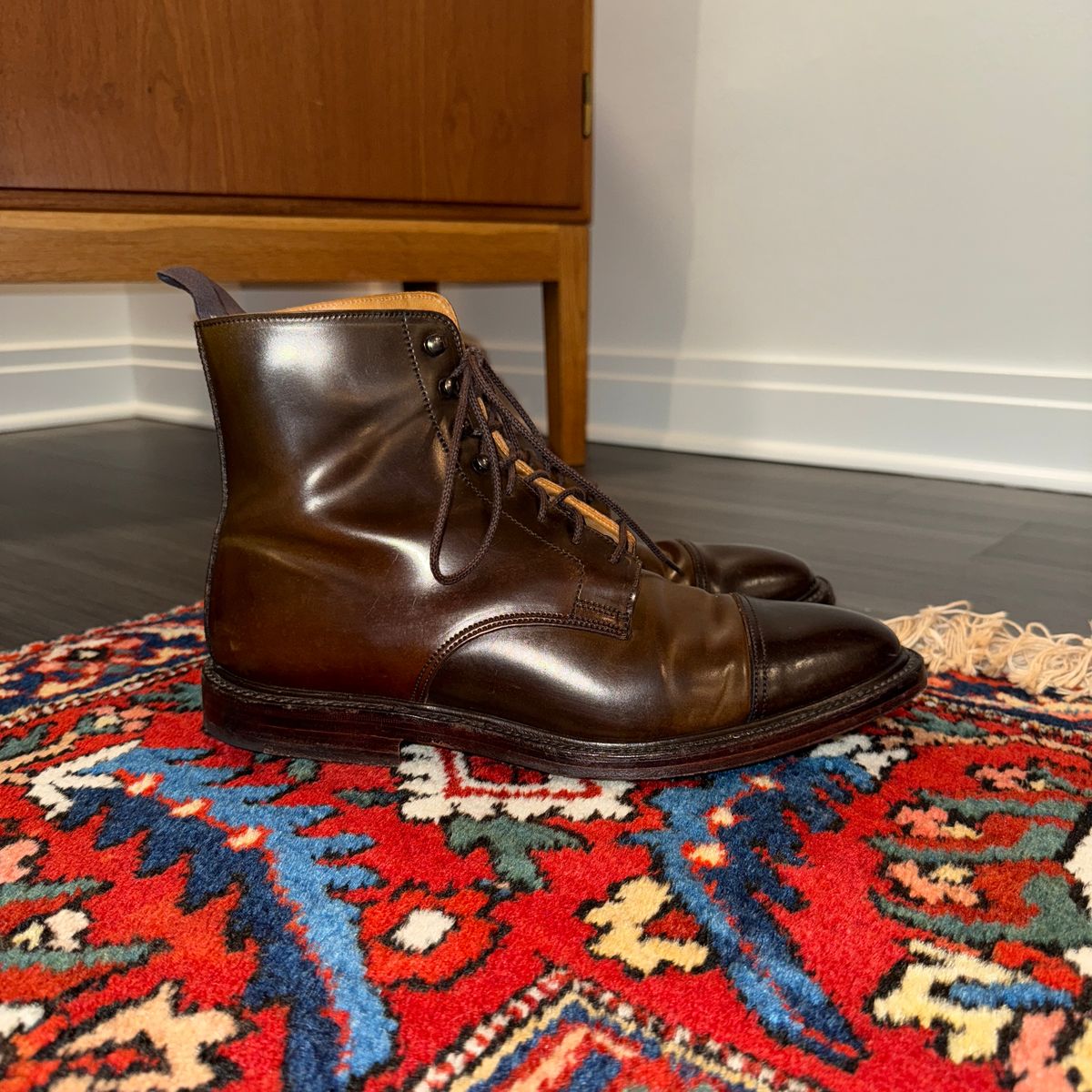 Photo by cordoman on November 6, 2024 of the Crockett & Jones Harlech in Horween Dark Cognac Shell Cordovan.
