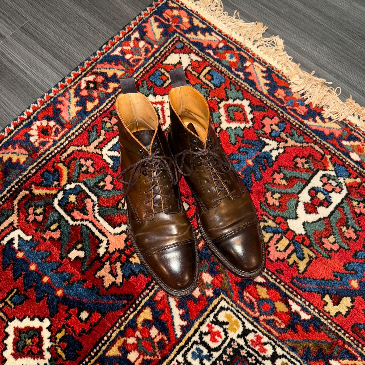 Photo by cordoman on November 6, 2024 of the Crockett & Jones Harlech in Horween Dark Cognac Shell Cordovan.