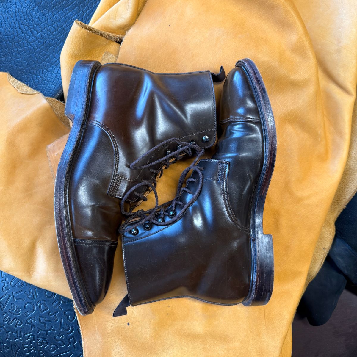 Photo by cordoman on December 4, 2024 of the Crockett & Jones Harlech in Horween Dark Cognac Shell Cordovan.