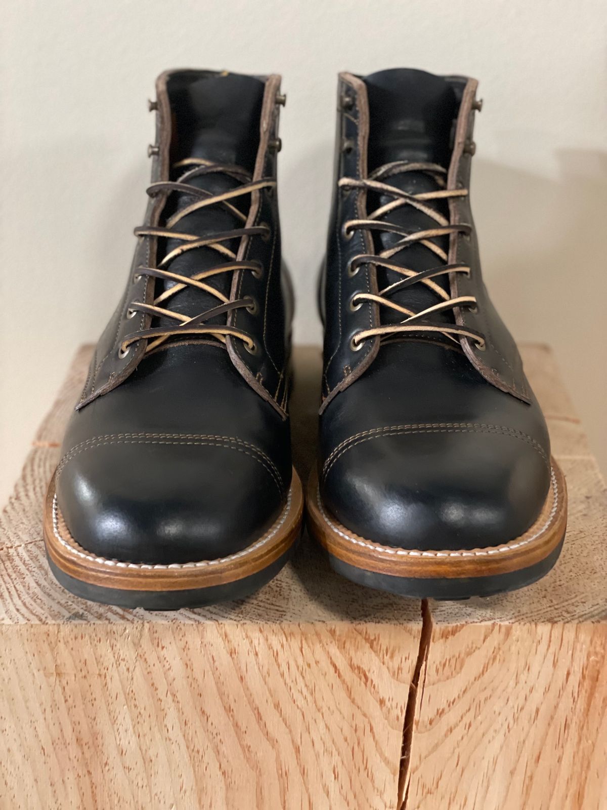 Photo by Landric on November 5, 2023 of the Truman Cap Toe Boot in Black Teacore.
