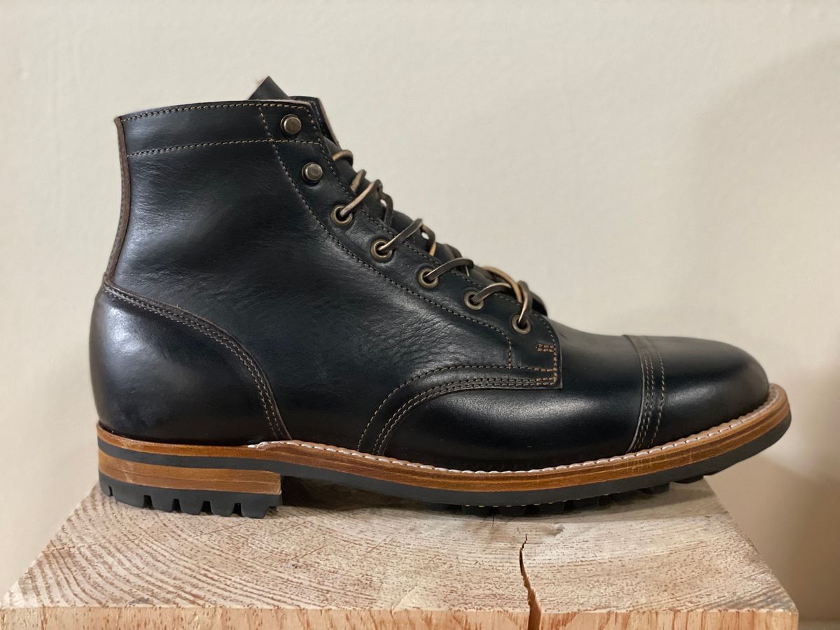 Photo by Landric on November 5, 2023 of the Truman Cap Toe Boot in Black Teacore.
