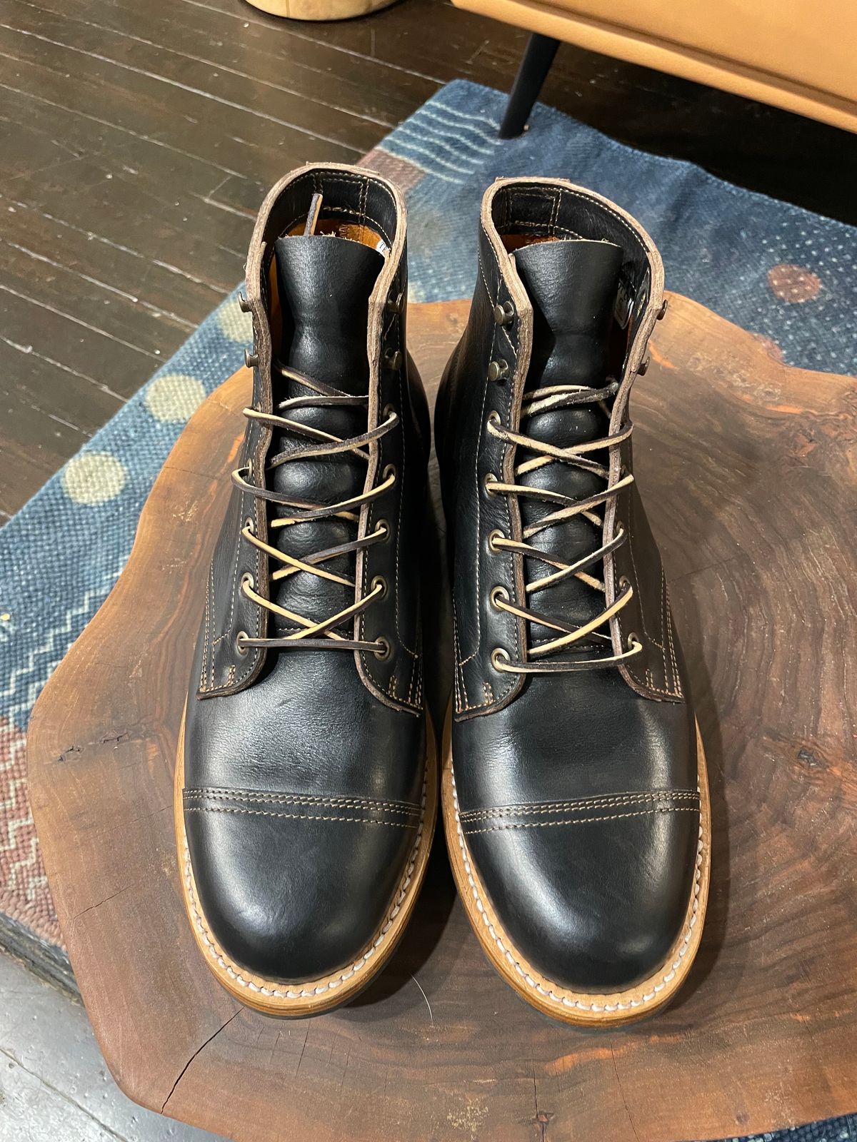 Photo by Landric on November 5, 2023 of the Truman Cap Toe Boot in Black Teacore.