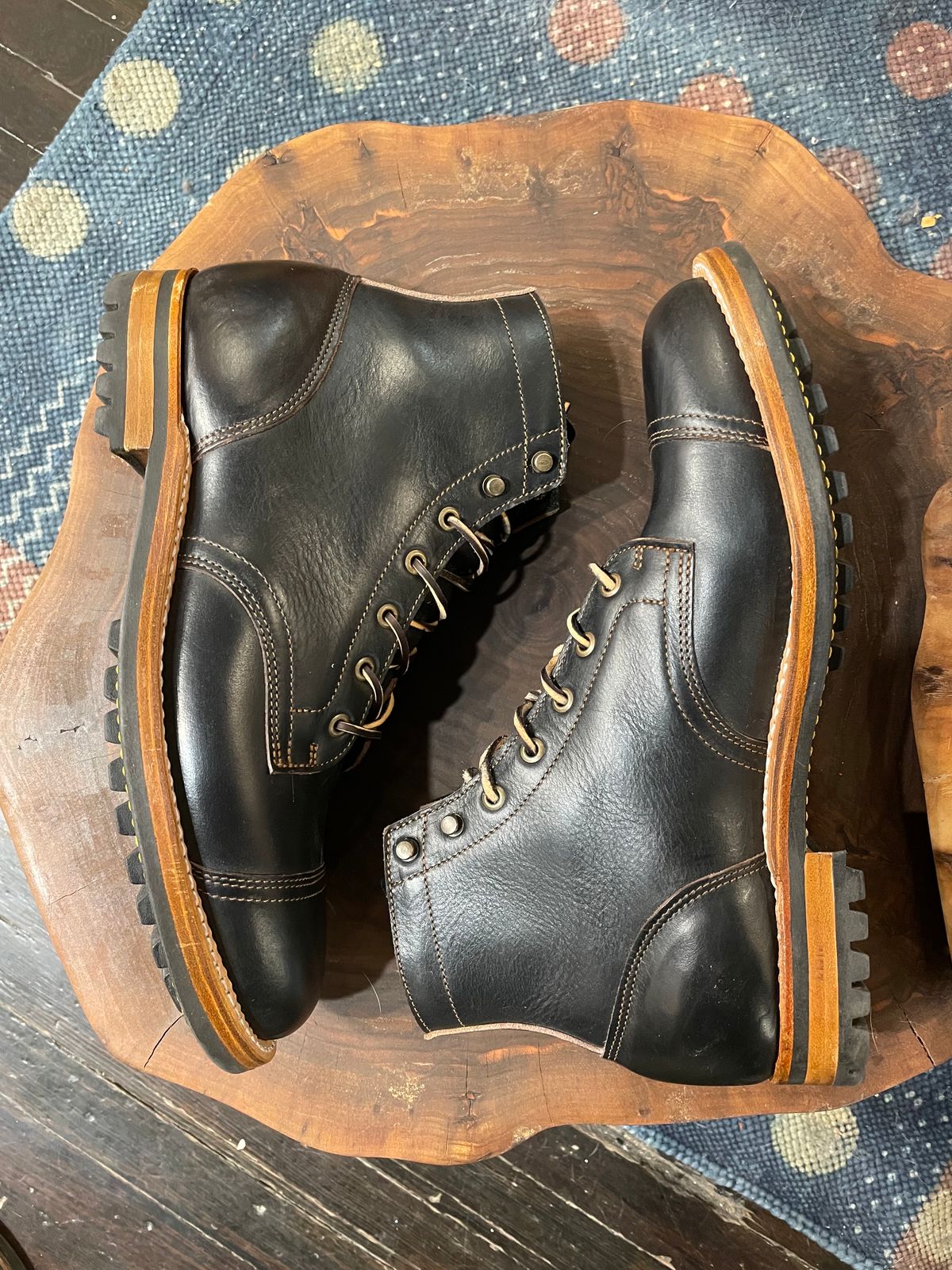 Photo by Landric on November 5, 2023 of the Truman Cap Toe Boot in Black Teacore.