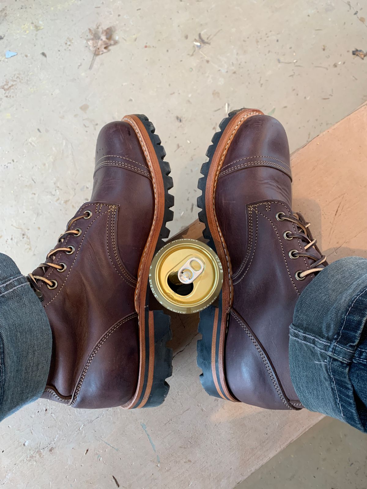 Photo by tinytopey on October 1, 2022 of the Truman Upland Boot in Horween Java Predator.