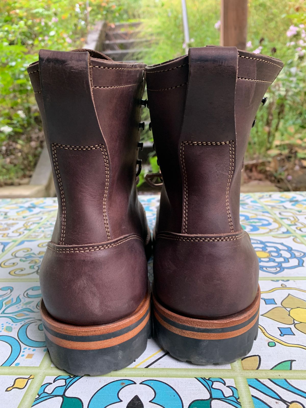 Photo by tinytopey on October 1, 2022 of the Truman Upland Boot in Horween Java Predator.