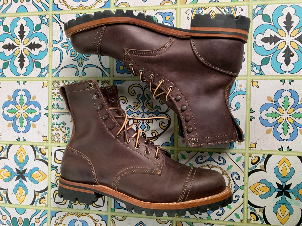 Photo by tinytopey on October 1, 2022 of the Truman Upland Boot in Horween Java Predator.