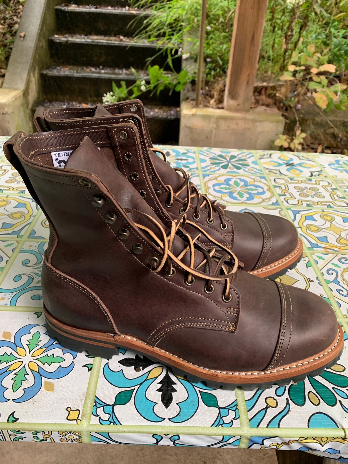Photo by tinytopey on October 1, 2022 of the Truman Upland Boot in Horween Java Predator.