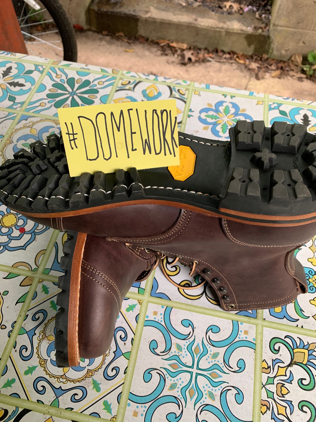 Photo by tinytopey on October 1, 2022 of the Truman Upland Boot in Horween Java Predator.