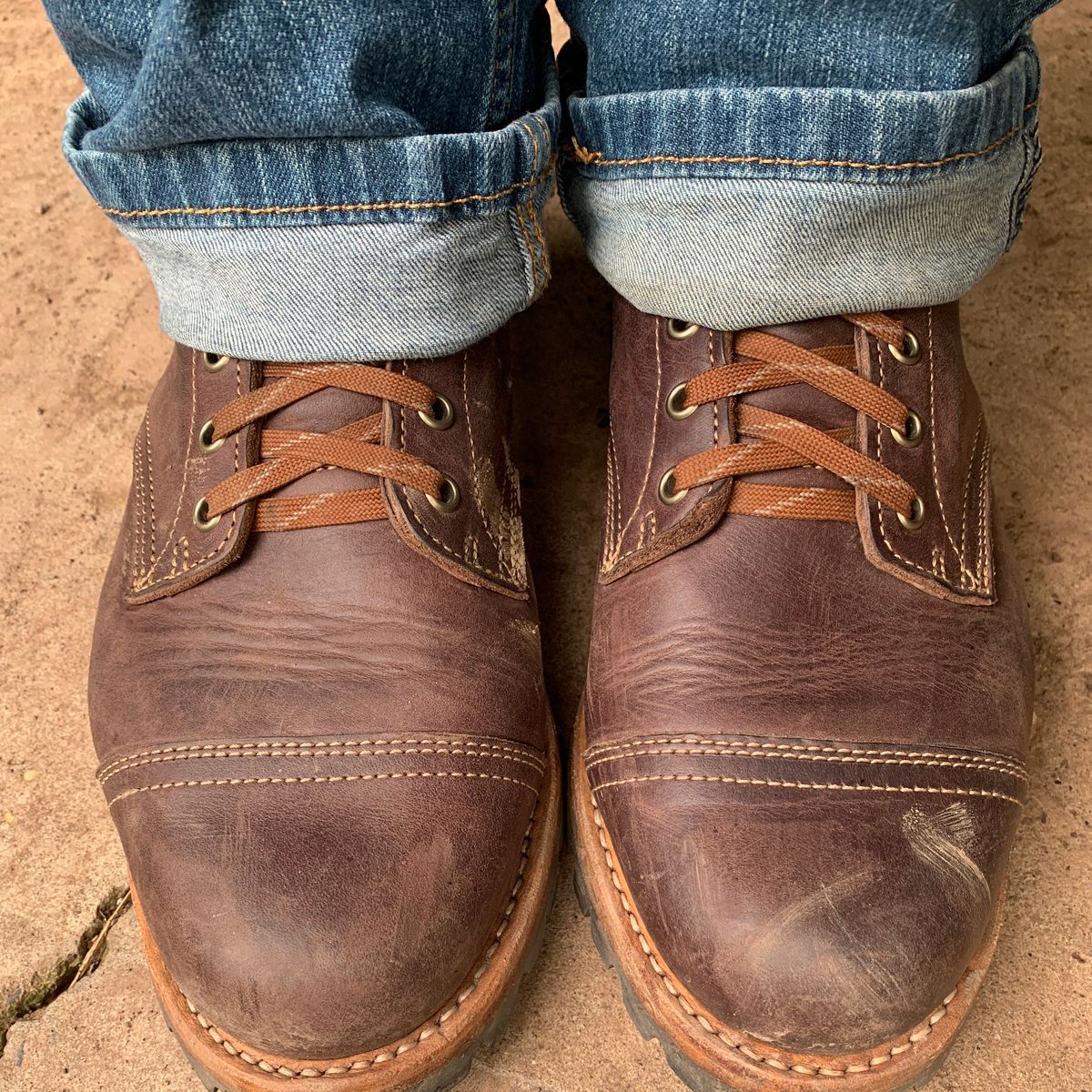 Photo by tinytopey on October 6, 2022 of the Truman Upland Boot in Horween Java Predator.