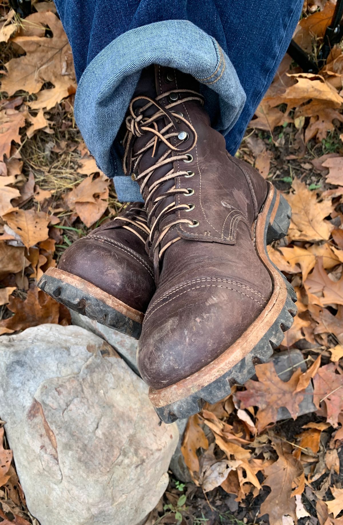 Photo by tinytopey on November 2, 2022 of the Truman Upland Boot in Horween Java Predator.