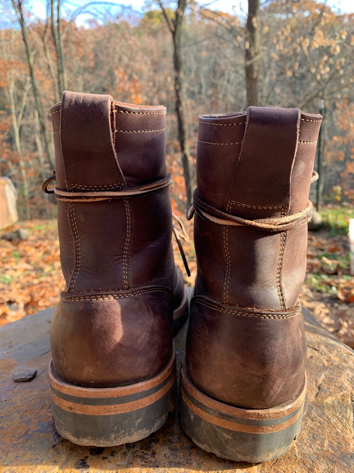 Photo by tinytopey on November 2, 2022 of the Truman Upland Boot in Horween Java Predator.