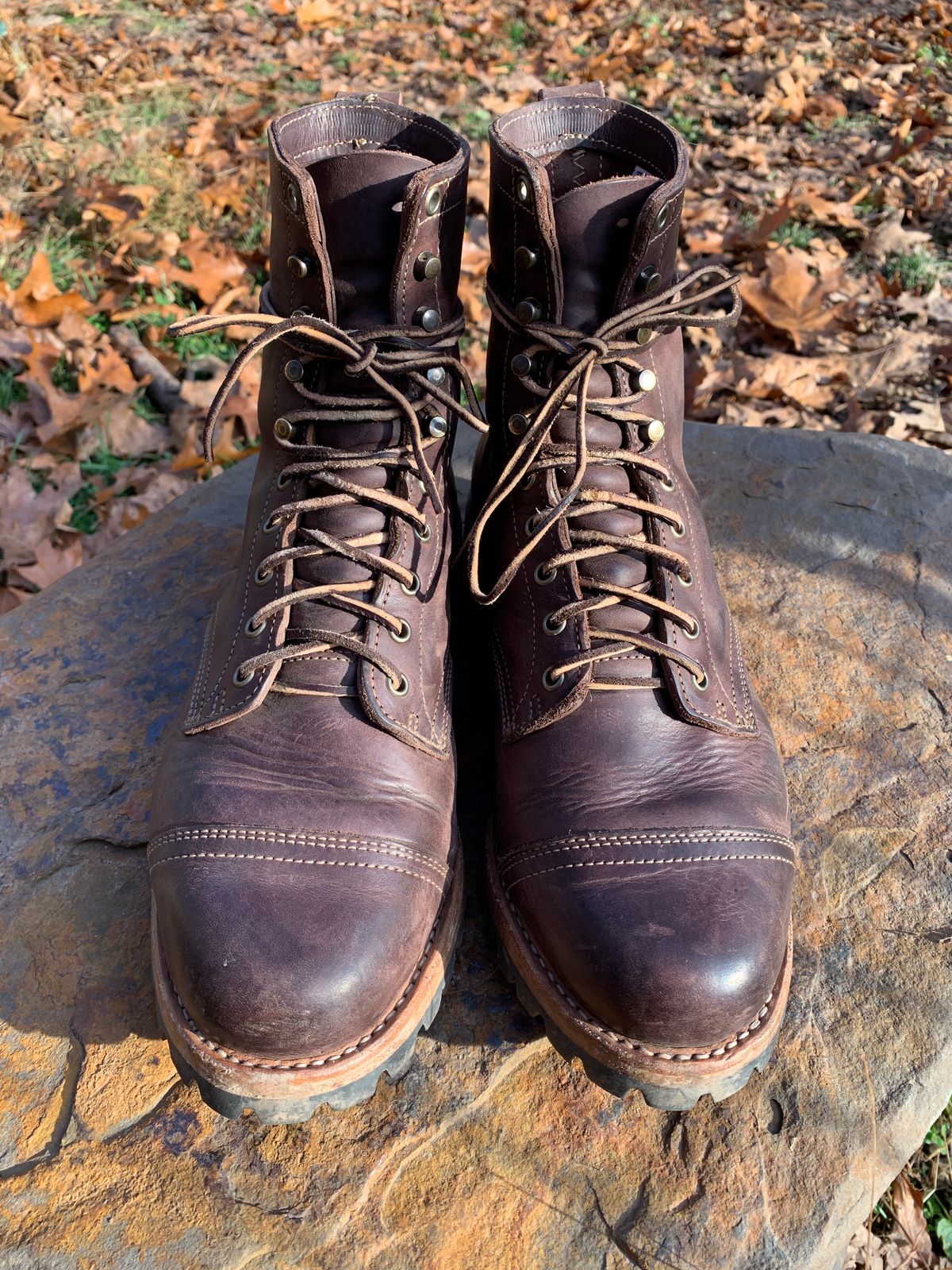 Photo by tinytopey on November 2, 2022 of the Truman Upland Boot in Horween Java Predator.