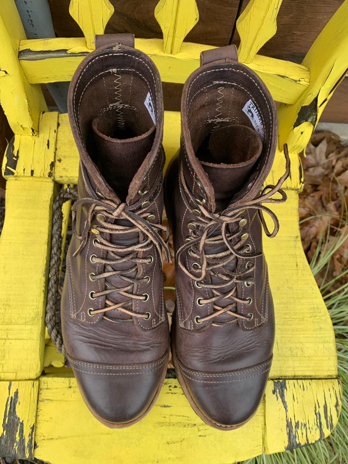 Photo by tinytopey on December 3, 2022 of the Truman Upland Boot in Horween Java Predator.