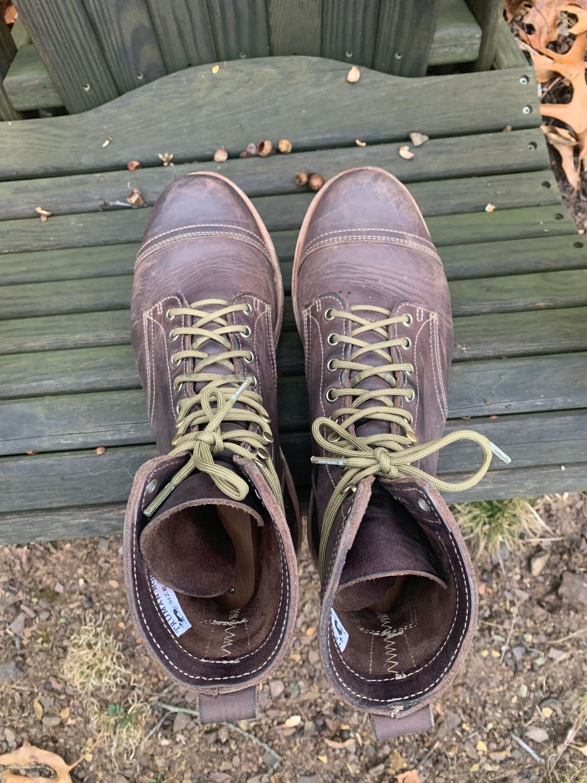 Photo by tinytopey on January 4, 2023 of the Truman Upland Boot in Horween Java Predator.