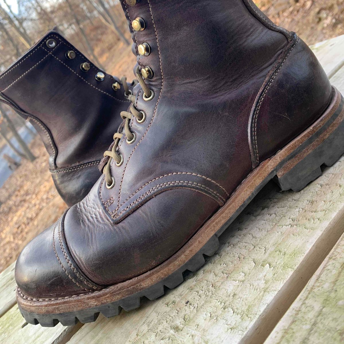 Photo by tinytopey on February 3, 2023 of the Truman Upland Boot in Horween Java Predator.