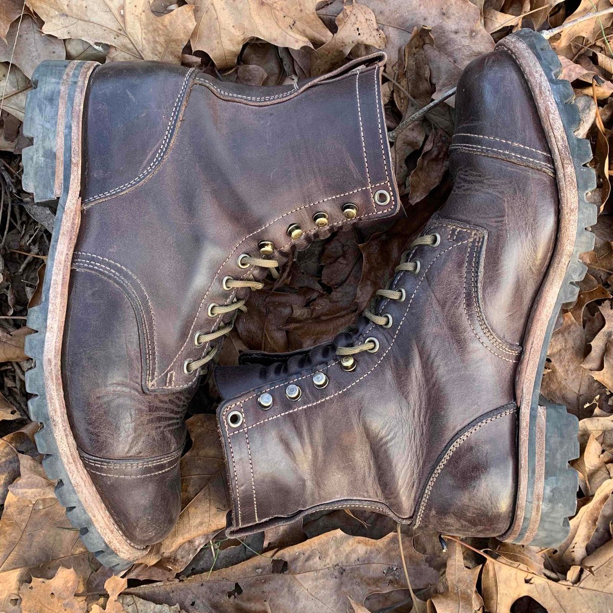 Photo by tinytopey on February 3, 2023 of the Truman Upland Boot in Horween Java Predator.