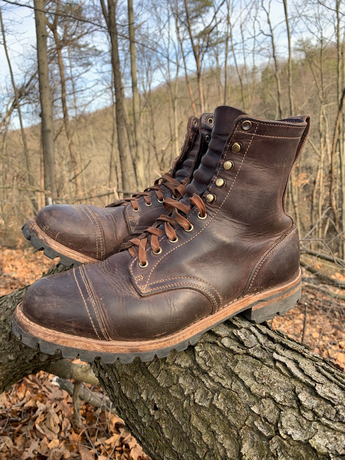 Photo by tinytopey on March 2, 2023 of the Truman Upland Boot in Horween Java Predator.