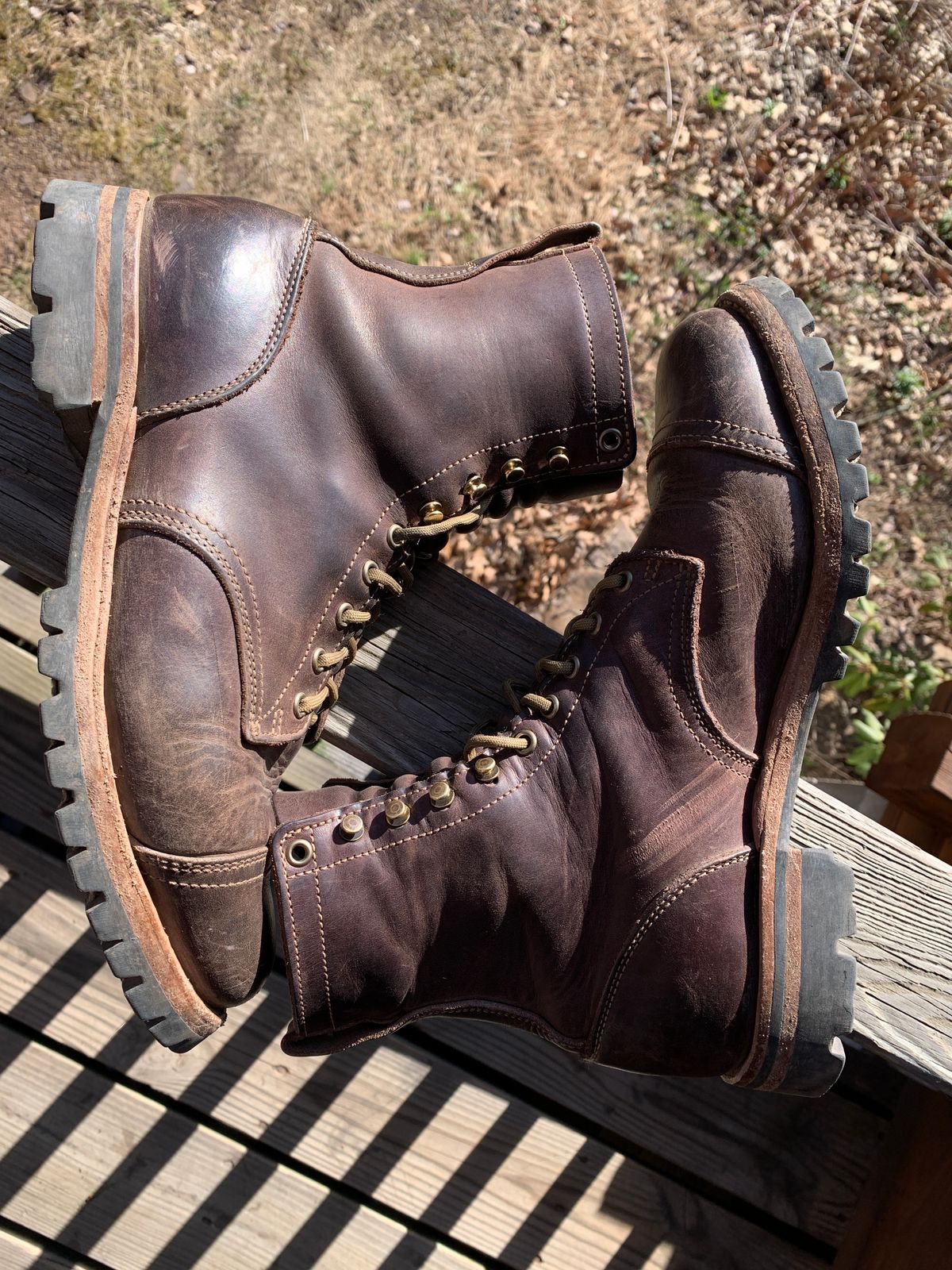 Photo by tinytopey on April 2, 2023 of the Truman Upland Boot in Horween Java Predator.