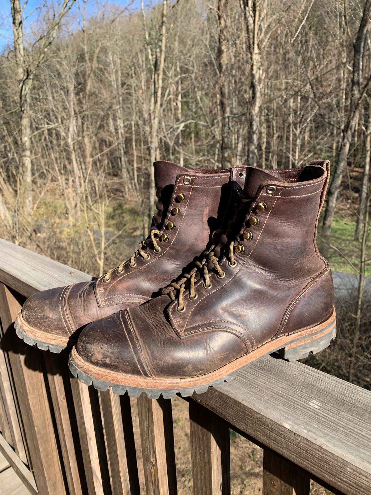 Photo by tinytopey on April 2, 2023 of the Truman Upland Boot in Horween Java Predator.
