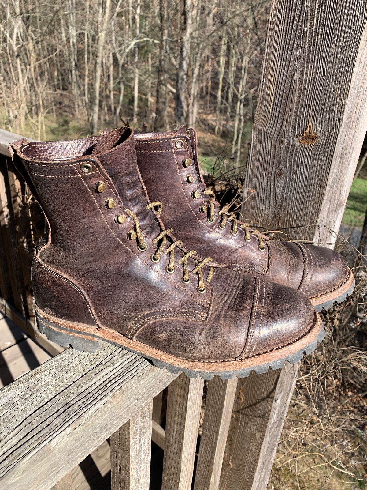Photo by tinytopey on April 2, 2023 of the Truman Upland Boot in Horween Java Predator.