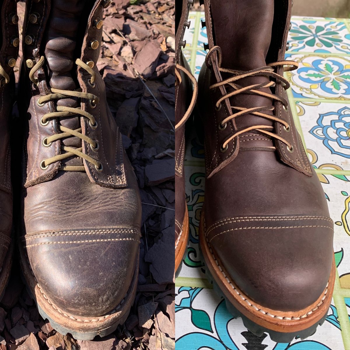 Photo by tinytopey on April 13, 2023 of the Truman Upland Boot in Horween Java Predator.