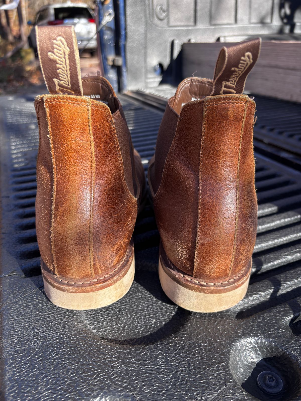 Photo by tinytopey on November 2, 2025 of the Thursday General Purpose Chelsea in Safari Waxed Roughout.
