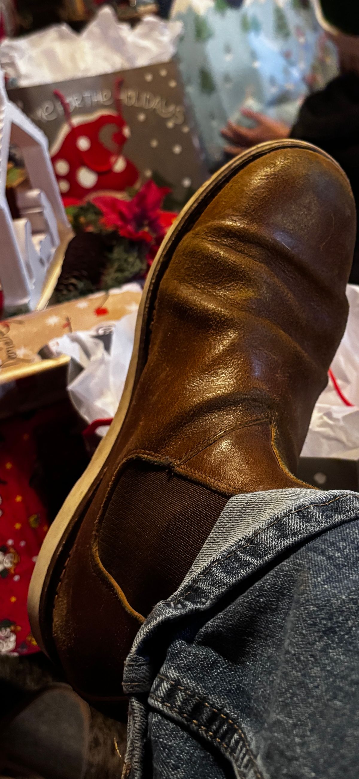 Photo by tinytopey on December 3, 2025 of the Thursday General Purpose Chelsea in Safari Waxed Roughout.