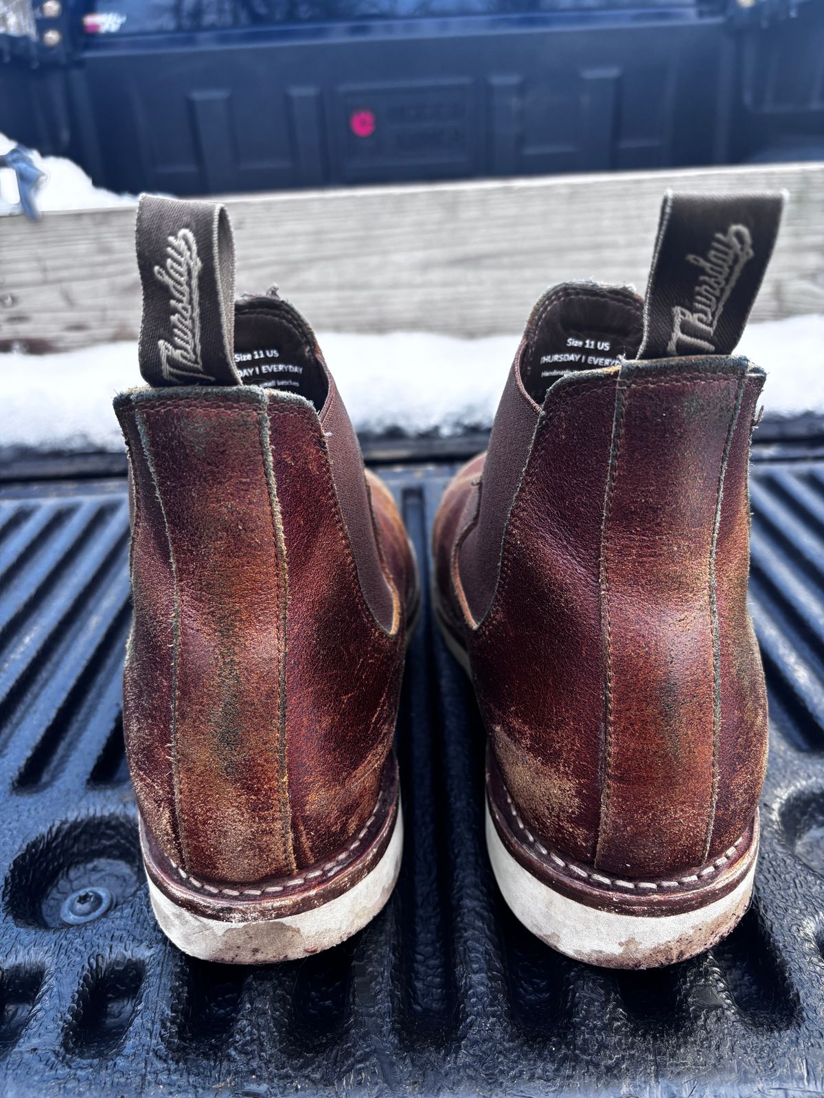 Photo by tinytopey on December 3, 2025 of the Thursday General Purpose Chelsea in Safari Waxed Roughout.