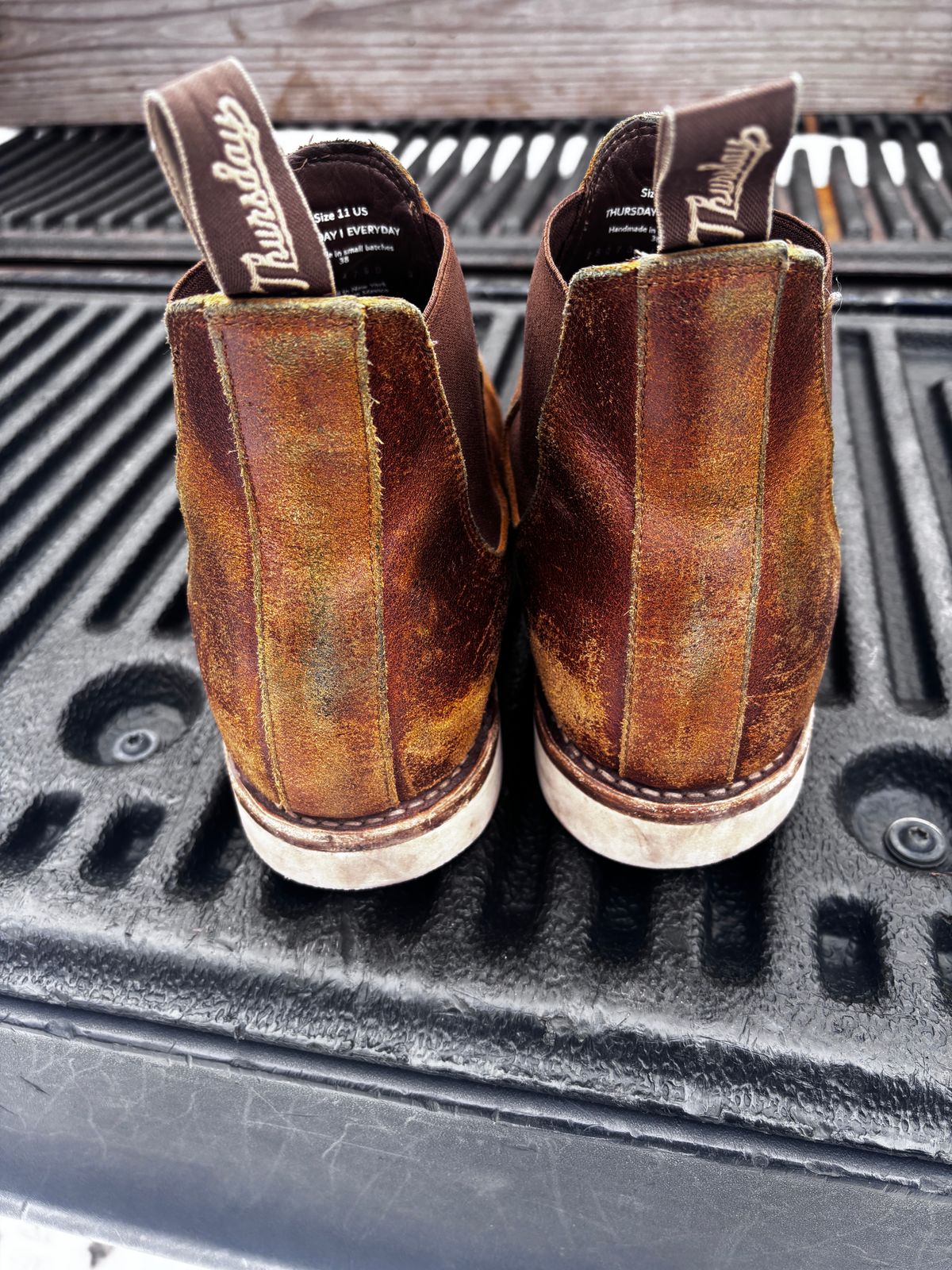 Photo by tinytopey on January 3, 2026 of the Thursday General Purpose Chelsea in Safari Waxed Roughout.