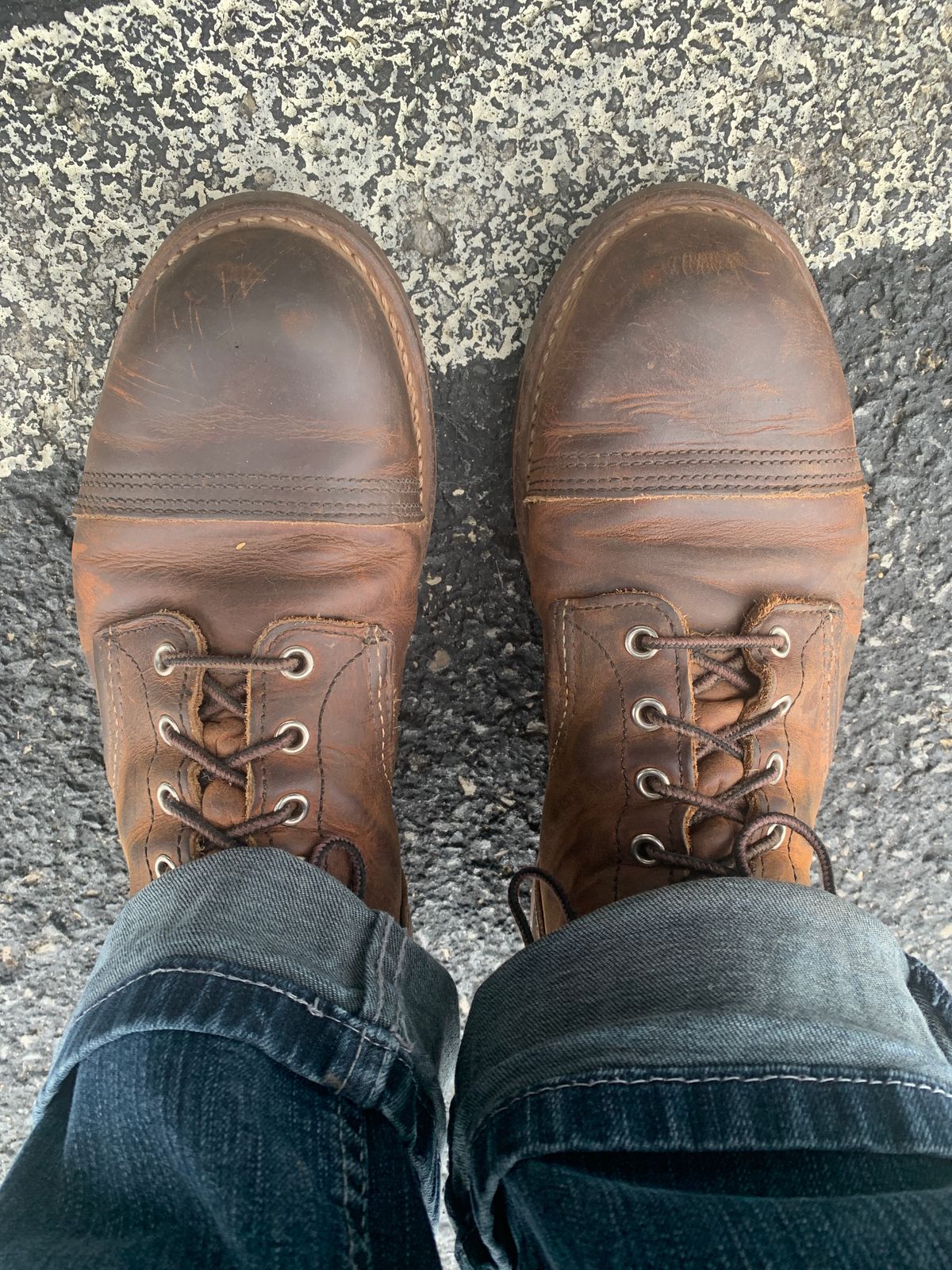 Photo by tinytopey on September 20, 2022 of the Red Wing Iron Ranger in S.B. Foot Copper Rough and Tough.