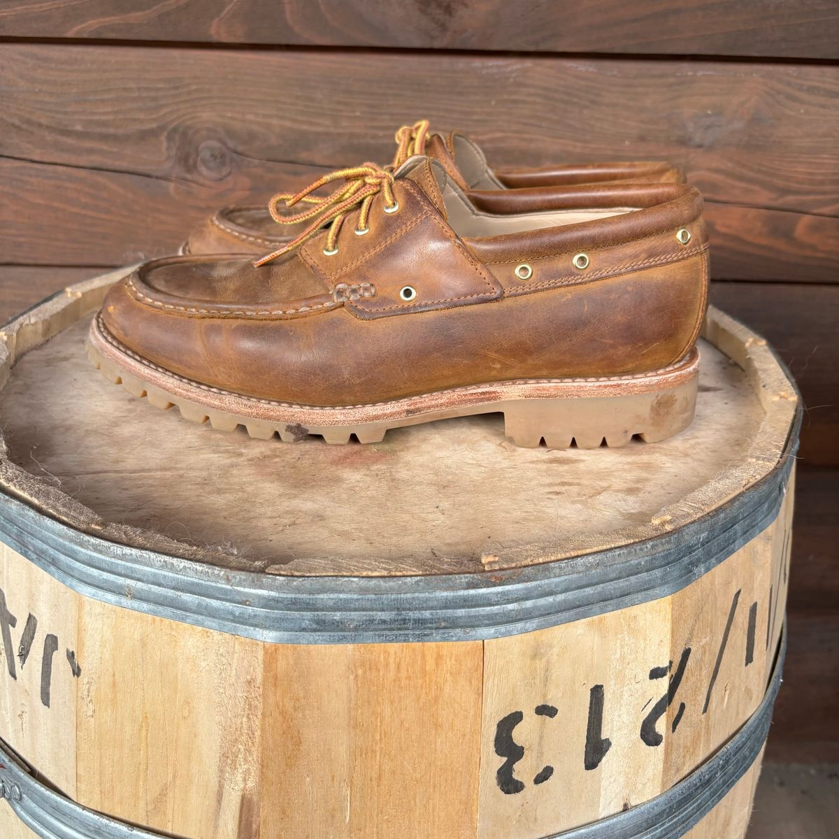 Photo by tinytopey on November 1, 2023 of the Rhodes Tahoe Boat Shoe Montagna in Unknown Leather.