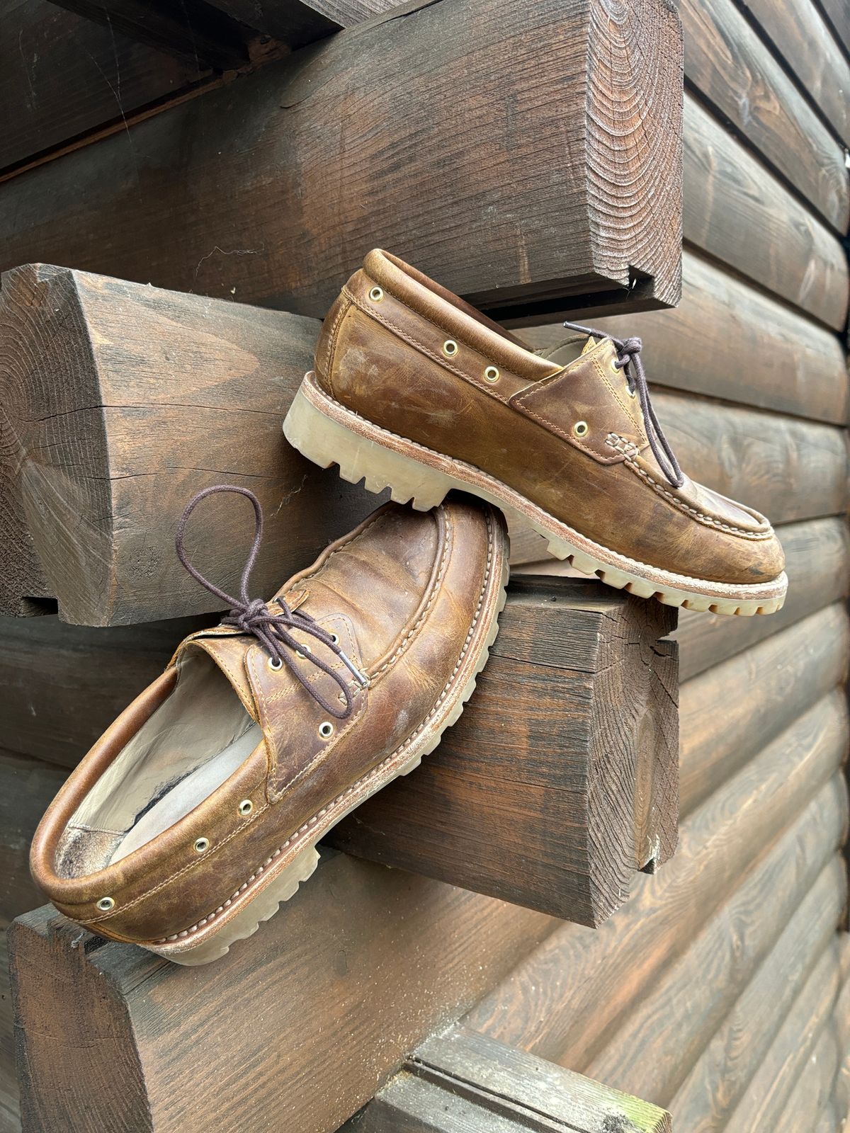 Photo by tinytopey on December 4, 2023 of the Rhodes Tahoe Boat Shoe Montagna in Unknown Leather.