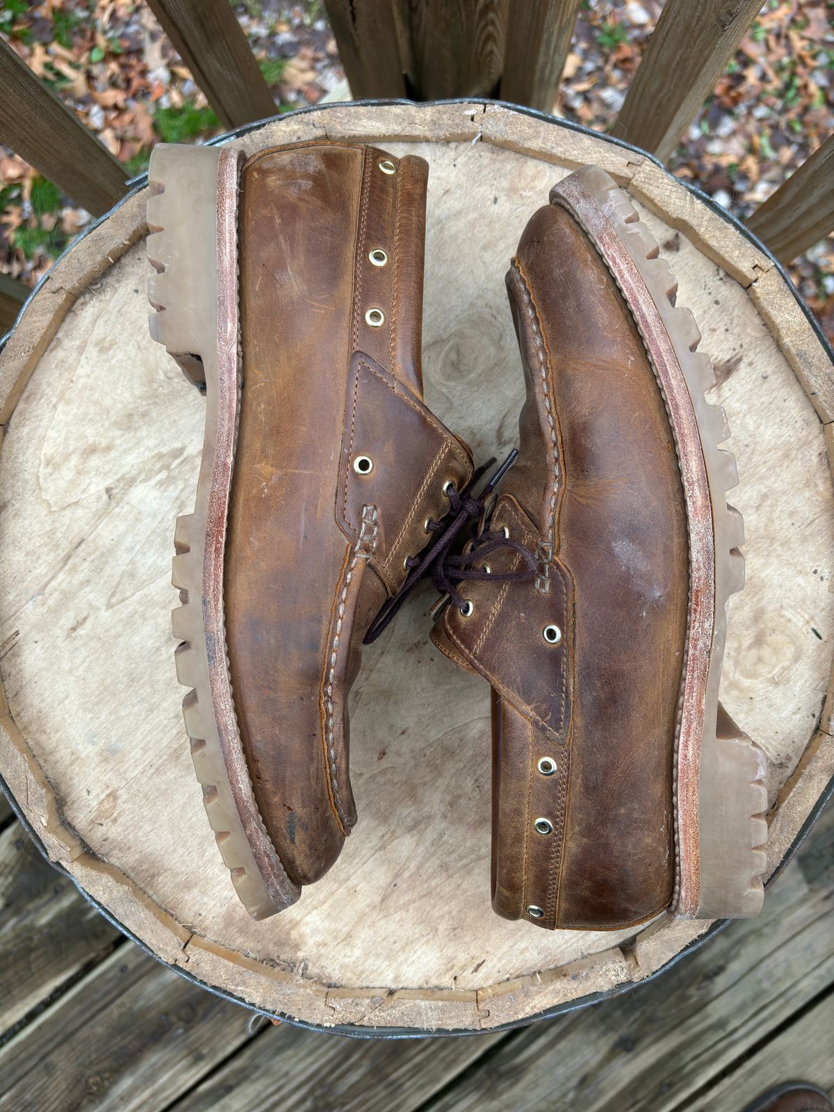 Photo by tinytopey on December 4, 2023 of the Rhodes Tahoe Boat Shoe Montagna in Unknown Leather.
