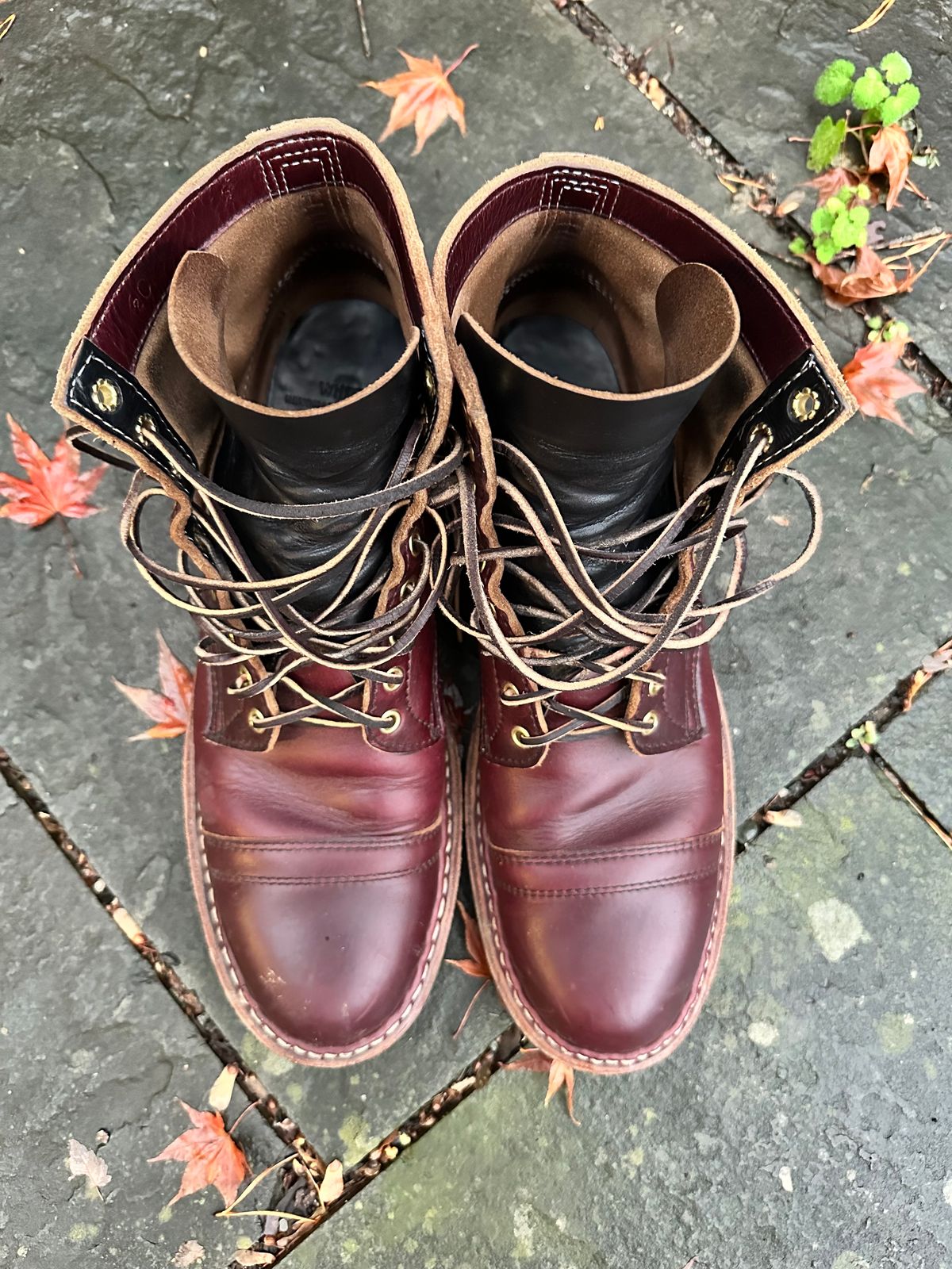 Photo by hunty_badger on December 3, 2023 of the White's MP-Sherman Toe Cap in Horween Burgundy Chromexcel.