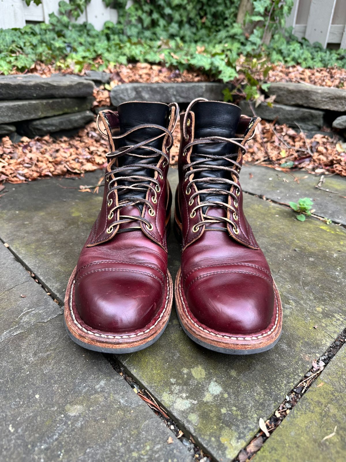Photo by hunty_badger on March 3, 2024 of the White's MP-Sherman Toe Cap in Horween Burgundy Chromexcel.