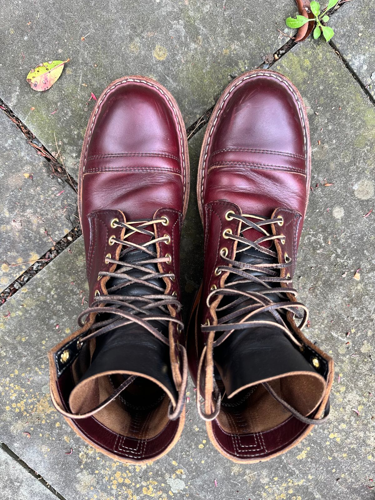Photo by hunty_badger on April 4, 2024 of the White's MP-Sherman Toe Cap in Horween Burgundy Chromexcel.