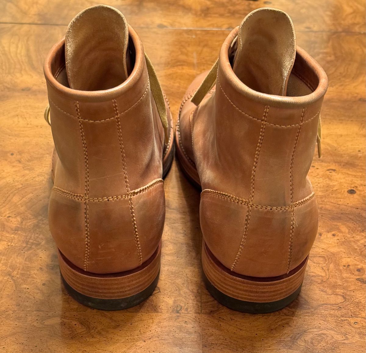 Photo by stook1 on December 6, 2023 of the Flame Panda Brogue Cap Toe Service Boot in Maryam Natural Horsebutt.