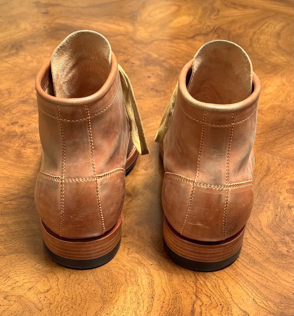 Photo by stook1 on January 6, 2024 of the Flame Panda Brogue Cap Toe Service Boot in Maryam Natural Horsebutt.